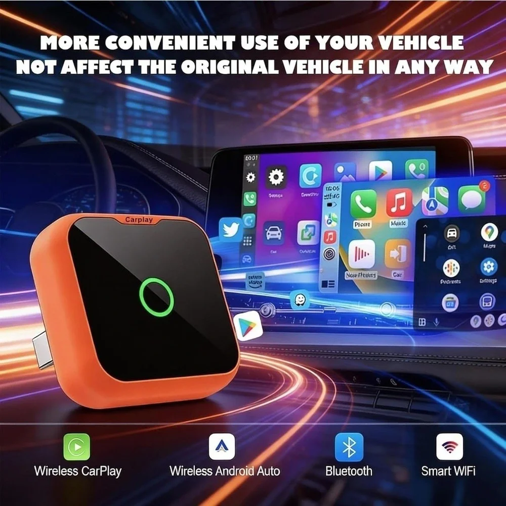2-in-1 Wireless CarPlay Android Auto Adapter, Plug & Play Wired to Wireless...‎